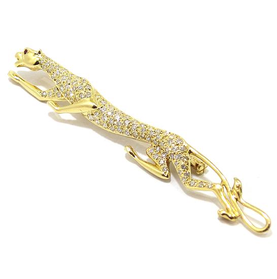 Broche Pantera diamantes oro amarillo - Imagen 3