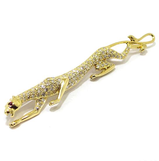 Broche Pantera diamantes oro amarillo - Imagen 2
