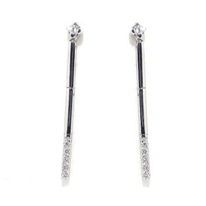 Pendientes barras largos 12 diamantes oro blanco