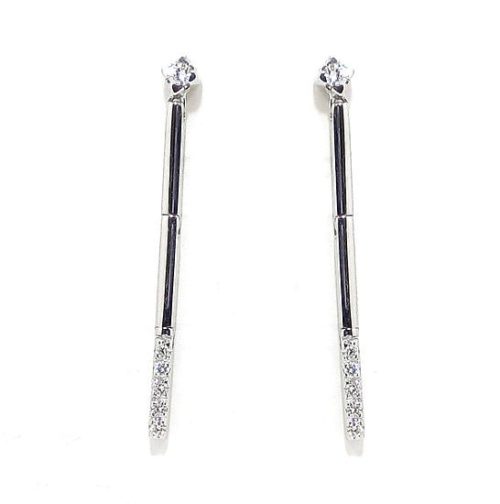 Pendientes barras largos 12 diamantes oro blanco