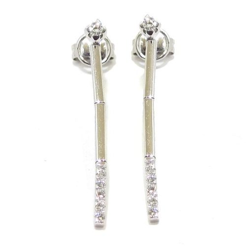 Pendientes barras largos 12 diamantes oro blanco