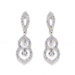 Pendientes colgantes 70 circonitas art deco oro blanco