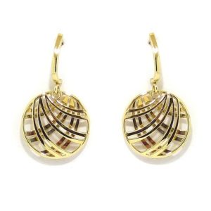 Pendientes colgantes redondos oro amarillo
