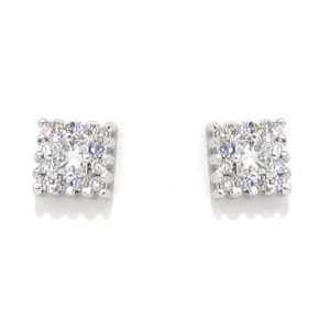 Pendientes cuadrados 26 diamantes oro blanco