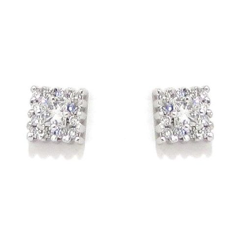 Pendientes cuadrados 26 diamantes oro blanco