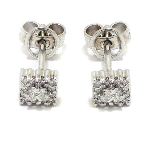 Pendientes cuadrados 26 diamantes oro blanco