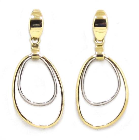 Pendientes oro amarillo/blanco colgantes