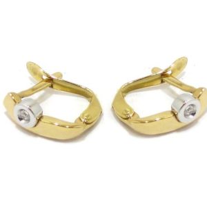 Pendientes oro amarillo/blanco circonitas