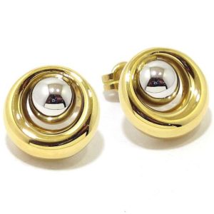 Pendientes oro amarillo/blanco redondos