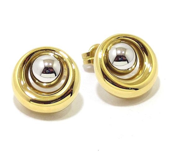 Pendientes oro amarillo/blanco redondos