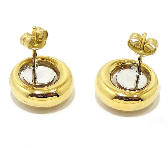 Pendientes oro amarillo/blanco redondos