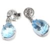 Pendientes oro blanco diamantes topacio azul