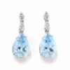 Pendientes oro blanco diamantes topacio azul