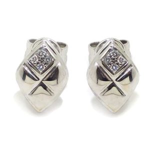 Pendientes rombo damero 8 diamantes oro blanco