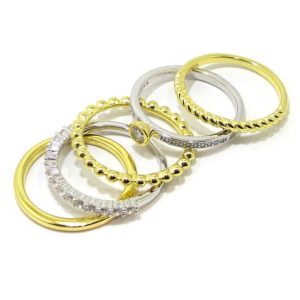 Anillo plata bicolor combo diferentes