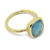 Anillo plata dorada cuarzo azul cuadrado