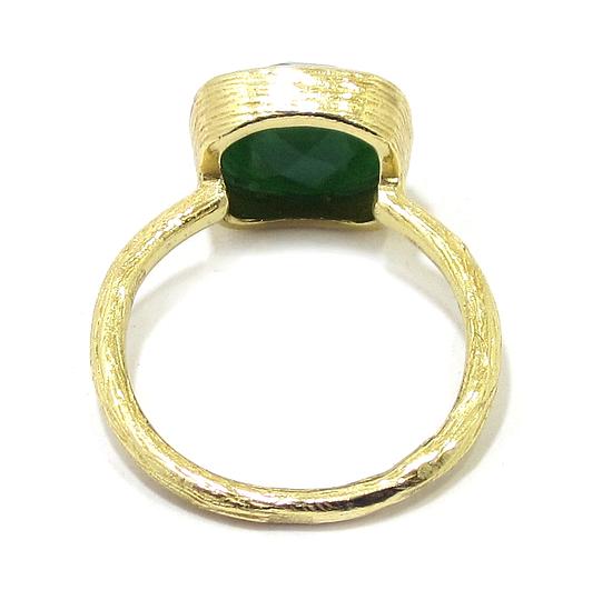 Anillo plata dorada cuarzo verde cuadrado