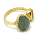 Anillo plata dorada lagrimas aventurina