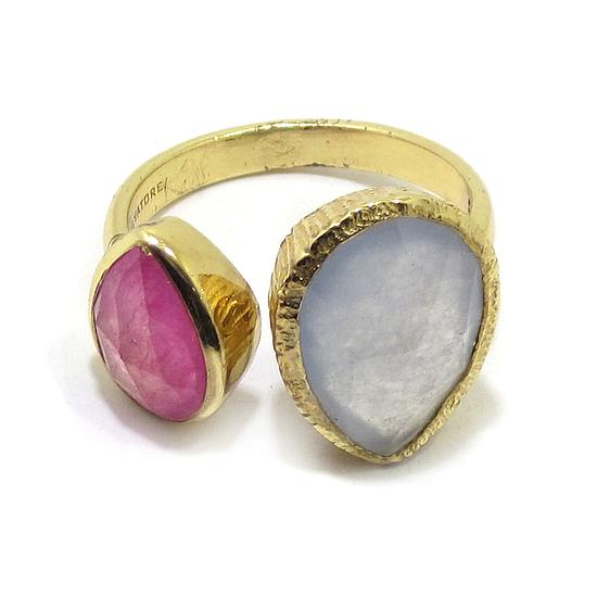 Anillo plata dorada lagrimas jade