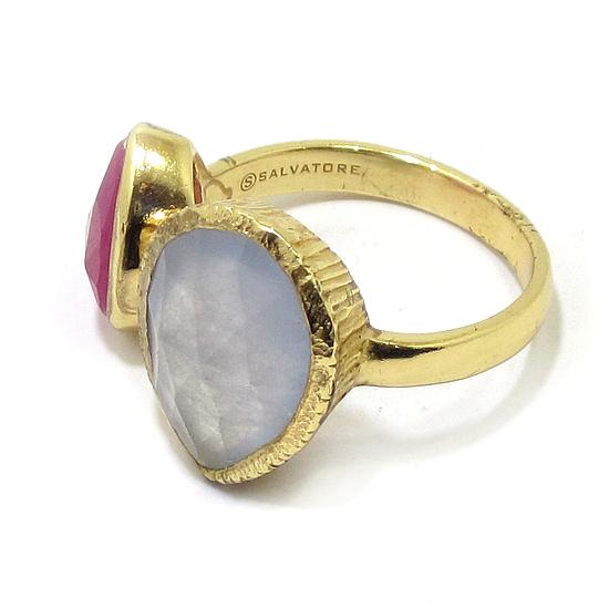 Anillo plata dorada lagrimas jade