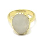 Anillo plata dorada ovalo piedra luna