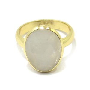 Anillo plata dorada ovalo piedra luna