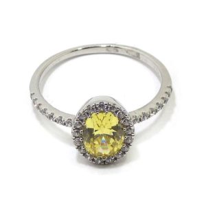 Anillo plata circonita canary oval