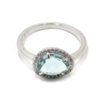 Anillo plata ovalo cristal azul circonitas