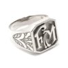 Anillo sello cuadrado relieve Iniciales plata