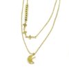 Collar plata dorada doble cruces luna