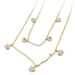 Collar plata dorada estrellas circonitas