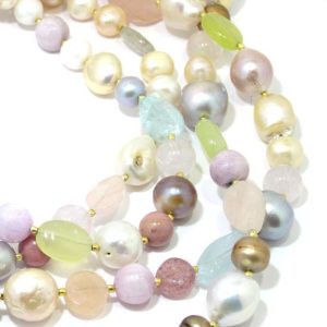 Collar plata dorada perlas barrocas piedras