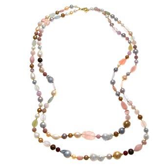 Collar plata dorada perlas barrocas piedras