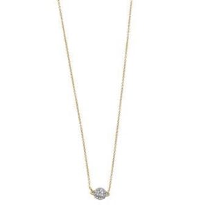 Collar plata dorada saturno circonitas bajo rodio