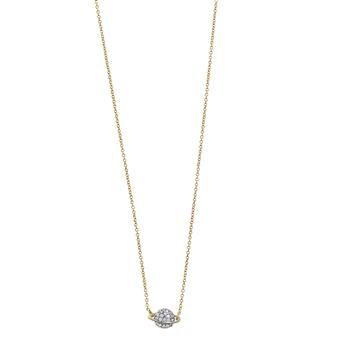 Collar plata dorada saturno circonitas bajo rodio