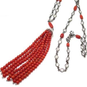 Collar plata rutenio circonita blanca coral
