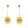 Pendientes largos bolas oro amarillo