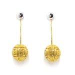 Pendientes largos bolas oro amarillo