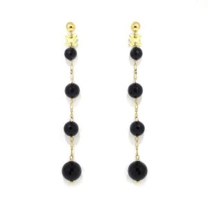 Pendientes largos onix oro amarillo