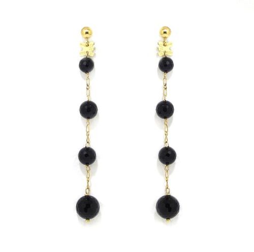 Pendientes largos onix oro amarillo