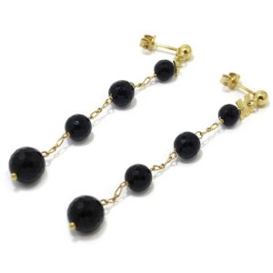 Pendientes largos onix oro amarillo