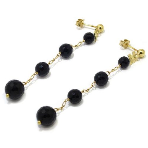 Pendientes largos onix oro amarillo