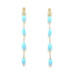 Pendientes largos pasta turquesa oro