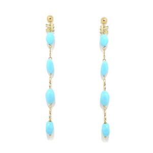 Pendientes largos pasta turquesa oro