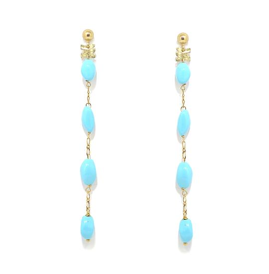 Pendientes largos pasta turquesa oro