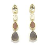 Pendientes plata dorada amatista piedra luna