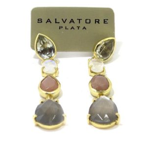 Pendientes plata dorada amatista piedra luna