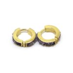 Pendientes plata dorada aro amatista