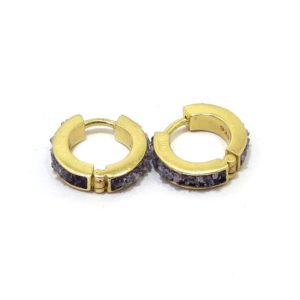 Pendientes plata dorada aro amatista