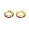 Pendientes plata dorada aro jade rosa